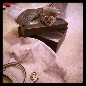 Shoes belt and purse